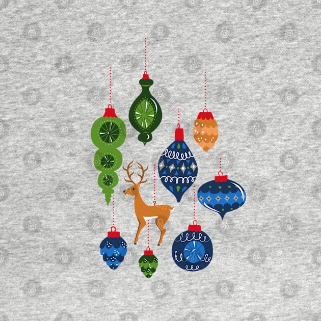 Holiday Ornaments in Red + Blue + Green by latheandquill